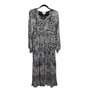 Hayden LA Floral Paisley Print Long Sleeve Flowy Maxi Dress Boho Bohemian Large